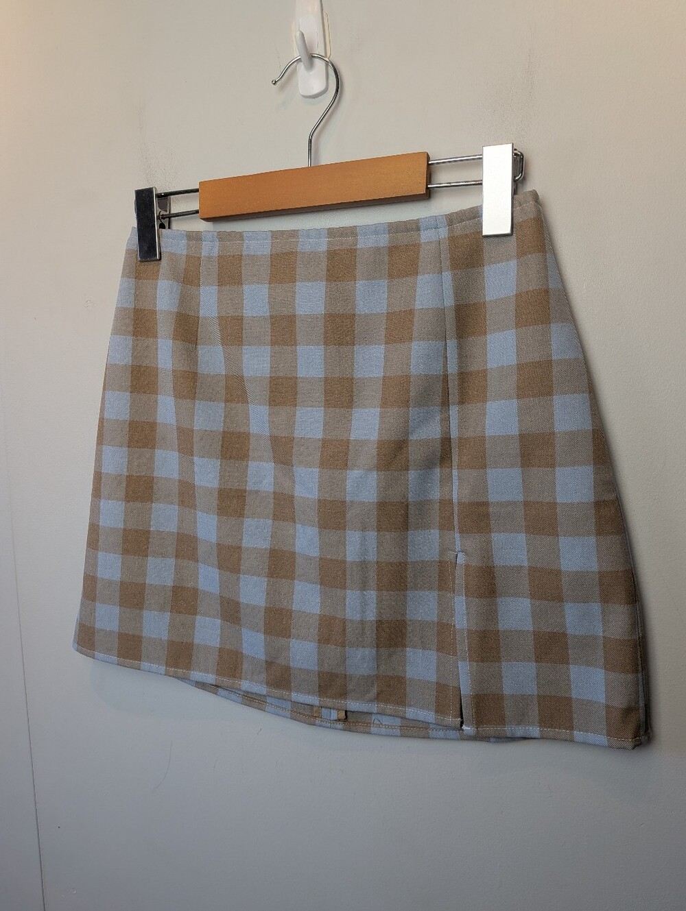 ARITZIA SUNDAY BEST Plaid Mini Skirt Size 2 Brown Blue Back To School Coquette